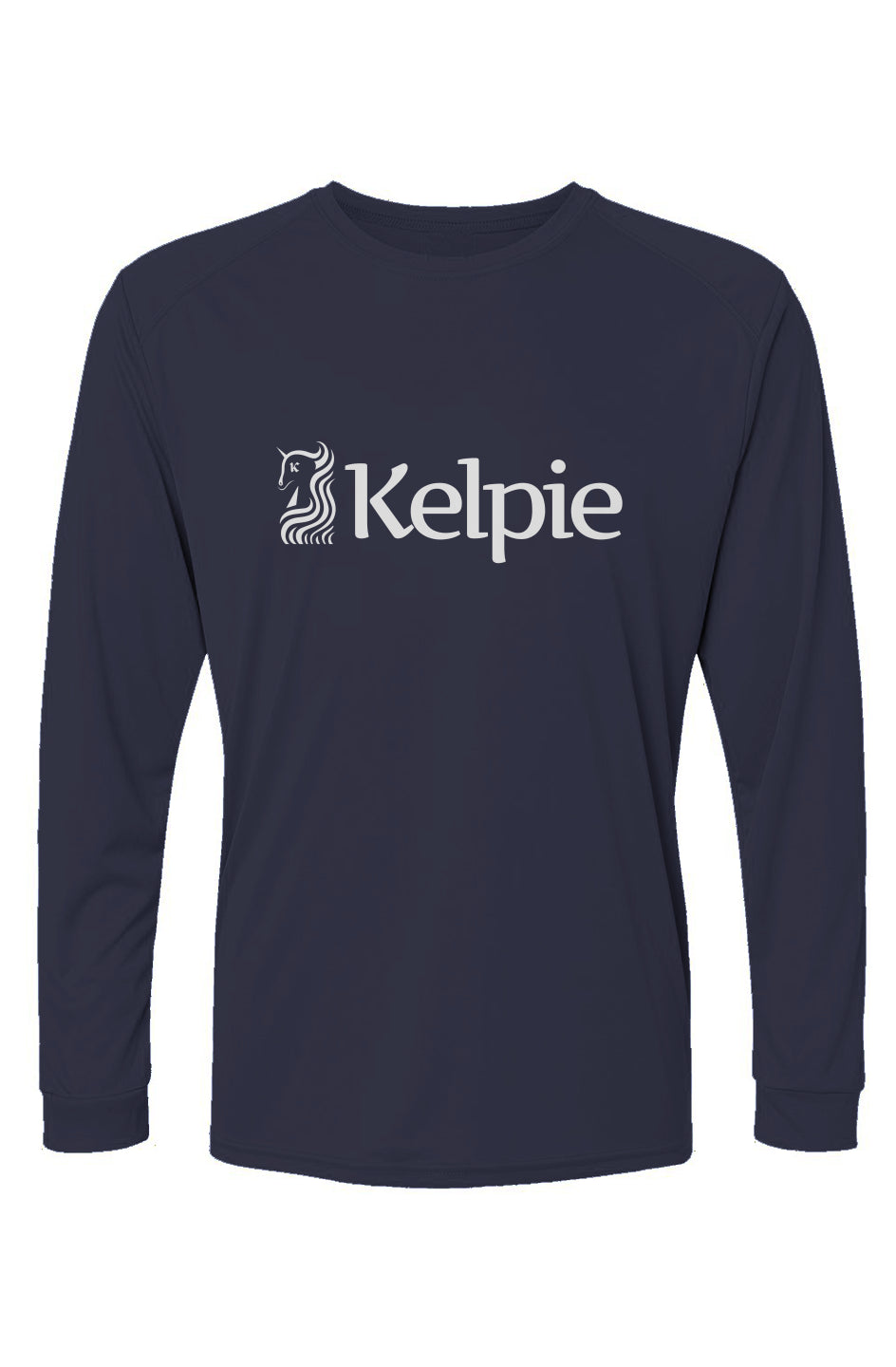 Navy Paddle Board Rash Guard with Kelpie logo across the chest.